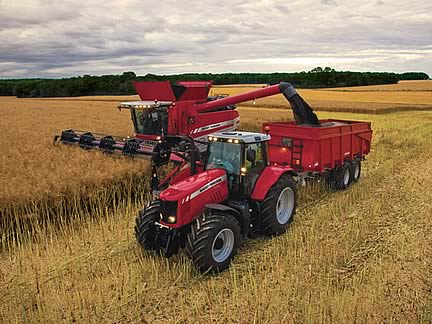 MF FORTIA combine harvester with 6499 tractor